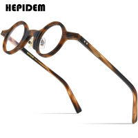 HEPIDEM Acetate กรอบแว่นตาผู้ชาย2021 Retro Vintage แว่นตากลมเล็กแว่นสายตาสั้นแว่นตาตามใบสั่งแพทย์9208