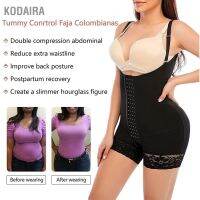 KODAIRA ต้นขา Slimmer บอดี้สูท Shaper ลูกไม้เย็บตะขอและปิดตายืดรัดตัวผู้หญิง Shapewear สีดำa a