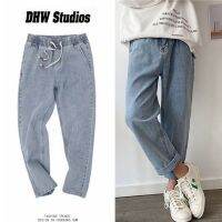 CODwumei04 Plush pants mens Korean fashion jeans mens loose straight cropped pants versat加绒裤子男韩版潮流牛仔裤男宽松直筒九分裤百搭阔腿裤男裤春秋款chushana.my21.11.6