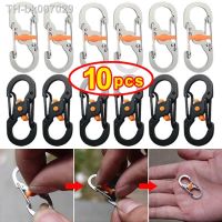 10Pcs Outdoor Camping S Type Carabiner with Lock Mini Keychain Hook Anti-Theft Outdoor Camping Backpack Buckle Key-Lock Tools