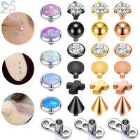 ZS 1ชุด2.5/3/4MM โอปอล Micro Dermal เจาะ316L สแตนเลส Dermal Anchor Surface Piercings CZ Crystal Skin Diver ฐานแฟชั่นเครื่องประดับร่างกาย