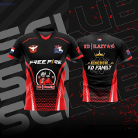 KAOS 2023！New！JERSEY GAMING FIRE ESPORT EVOS RRQ AURA KD FAMILY PRINTED TEE High quality products （Freeprinting of names）