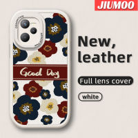 JIUMOO เคสสำหรับ Realme C35 C31 Narzo 50A Prime เคสแฟชั่นลายดอกไม้บางดีไซน์ใหม่นุ่มหนังปกป้องกล้องฝาปิดด้านหลังเลนส์เต็มรูปแบบเคสกันกระแทก