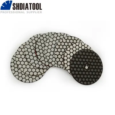SHDIATOOL 8pcs 4inch/100mm Mixed Grits Diamond Dry Polishing Pads Resin Bond Flexible Sanding Disk For Stone Granite Marble