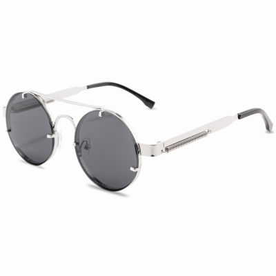 แว่นตาทรงกลมแว่นตาสตรีแสงแดดกรอบแฟชั่น UV400แว่นกันแดดสไตล์พังก์สำหรับวัด