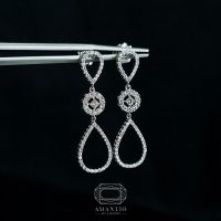 ?Amantio Diamond?ต่างหูเพชรแท้ 18K WHITE GOLD (E COLORน้ำ99) ตัวเรือนนำเข้า