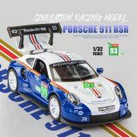 โมเดลรถสีฟ้า1:32 Porsche 911 GT3 RSR รถโลหะผสมตกแต่งรถจำลอง A40โมเดลของเล่นเด็กหล่อของขวัญของสะสม