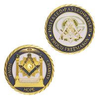 【CC】⊕  The Collectible Gold Plated Souvenirs Freemason All Seeing Freemasonry Commemorative Coin