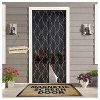 【LZ】 Black Wave Pattern Texture Magnetic Curtain Anti Mosquito Net Door Window Screen Insect Mesh Kitchen Door Curtain