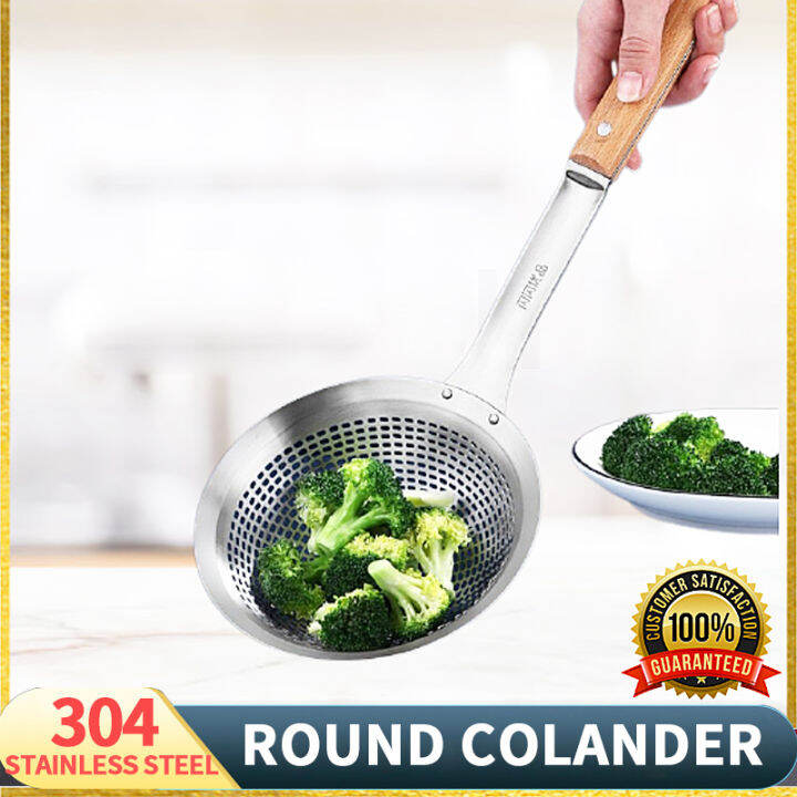 Stainless Steel Colander Strainer with Handle for Drain Cooking Skimmer