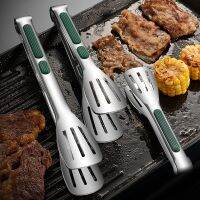 304 Food Clip BBQ Grill Tongs Steak Silicone Non-slip Handle Bread Camping Accessories