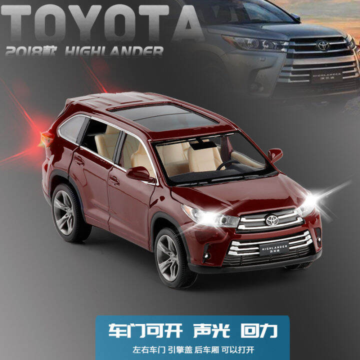 2018-toyota-highlander-alloy-car-model-warrior-sound-and-light-toy-car-six-open-823502-boxed-off-road