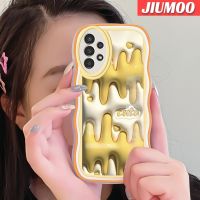 JIUMOO เคสปลอกสำหรับ Samsung Galaxy A13 5G เคส A04s แฟชั่นสีเหลือง3D ดีไซน์ใหม่ขอบคลื่นสีกันกระแทกแบบใสนิ่มเคสมือถือโปร่งใสลายกล้องถ่ายรูปสร้างสรรค์เคสซิลิกาเจลป้องกัน