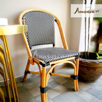 Anusarin Caviar Rattan Bistro Chair 02 เก้าอี้หวายรับประทานอาหารโครงสร้างหวายแท้สานด้วยหวาย PE Caviar - Black