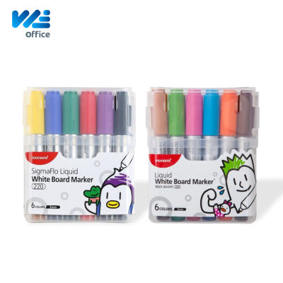 Monami (โมนามิ) ปากกาไวท์บอร์ด รุ่น SigmaFlo Liquid 220 Set 6 สี พร้อมกล่อง