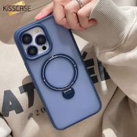 KISSCASE เคสสำหรับ IPhone15ProMax,เคสโทรศัพท์ลายกระจกมองเห็นได้360 ° พร้อมฝาครอบอุปกรณ์ป้องกันเลนส์เดียวกันขาตั้งแบบหมุนได้เคส Magsafe สำหรับ Apple15ใหม่เคส PC ผิวด้านใสเคสโทรศัพท์มือถือแบบแข็งสำหรับ iPhone 15 14 13 12