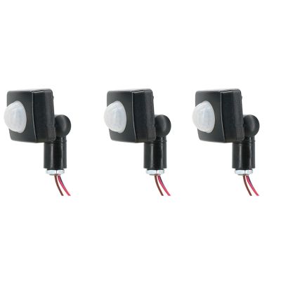 3X 220V Mini Human Body Infrared Sensor Infrared Body Sensor Switch LED Flood Light PIR Motion Sensor Adjustable Black