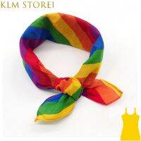 KLM Store1แพ็ค100สีรุ้งผ้าโพกหัว LGBTQ ผ้าพันคอสี่เหลี่ยมจัตุรัสเกย์ที่คาดศีรษะสำหรับงานเลี้ยงฉลองอุปกรณ์การปั่นจักรยานกลางแจ้ง