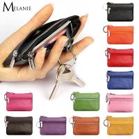 Leather Women Men Mini Coin Purse Card Bag Fashion Zipper Leather Wallet Keyring