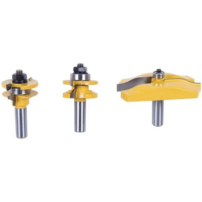3 PCS Router Bit Set, 1/2-Inch Shaker Raised Panel Round Over Cabinet Door Router Bit Set with Back-Cutter Panel Raiser 1/2-Inch Shank (1/2, YXD-4223A)