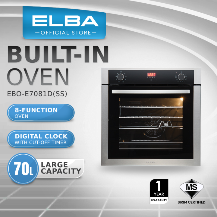 ELBA Builtin Oven EBOE7081D(SS) 8function Oven, Mechanical Control