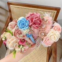 【YF】 Gorgeous Hair Hoop Flower Headband for Kids Stage Performance Dress Up Band Pearl Decorative Wedding Girl Accessories