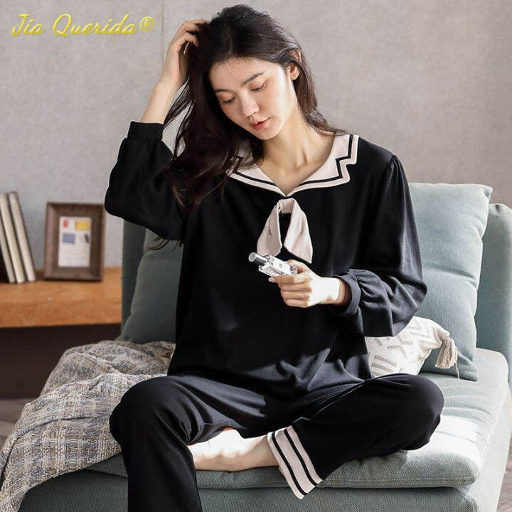 woman-pijama-set-100-cotton-loose-style-pullover-leisure-homesuit-cotton-loungewear-oversized-sleepwear-avocado-printing-pajama