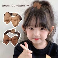 Fashion Love Heart Bowknot Hair Rope Autumn Winter Simple Brown Plush Hair Scrunchies Women Girls Ponytail Bun Hairband Headwear