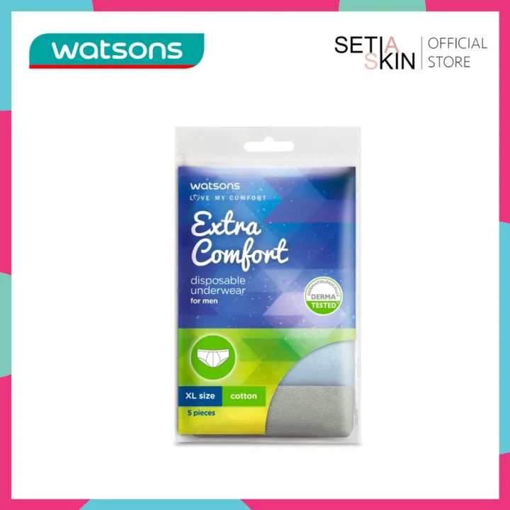 Watsons 100% Cotton Disposable Underwear Men S/M/L/XL [5pcs] | Lazada PH