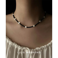 Hot selling products ? Lilis Weekend Exclusive Design Handmade Natural White Fritillaria Love Black Pointed Crystal Sterling Silver Necklace