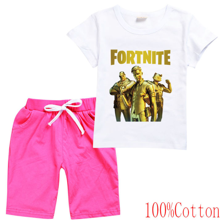 fortnites-เสื้อยืดชุดสาวเด็กแขนสั้นเสื้อทีกางเกงขาสั้นที่เดินทางมาพักผ่อนการ์ตูนกางเกงขาสั้นใหม่บุคลิกภาพเสื้อยืดแฟชั่นที่เรียบง่าย8657