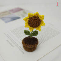 [Big Houses] มือถักกระถางต้นไม้ HAND-woven Rose Sunflower TULIP โครเชต์ดอกไม้ตกแต่งภายในรถยนต์ตกแต่งเครื่องประดับ