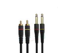 6.5คู่6.3สาย6.35ถึง2สายเคเบิล RCA ไปยังสายตัวขยายสัญญาณสัญญาณเสียงสำหรับสายลำโพงเครื่องผสมไมโครโฟนลำโพง