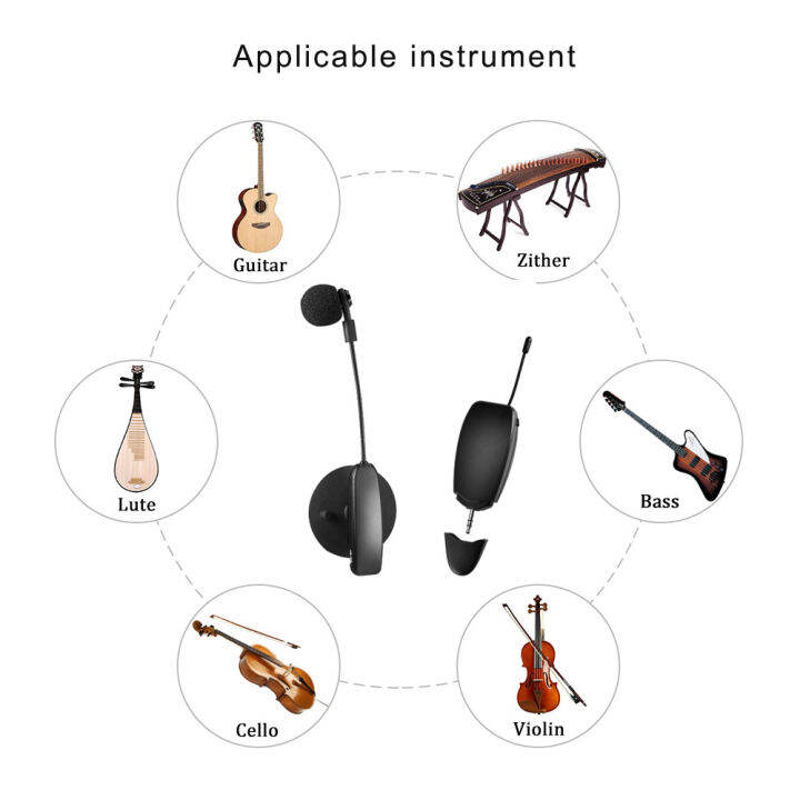 UHF Wireless Microphone for Guitar Violin Viola Cello Mandolin Portable