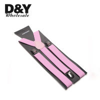 ผู้หญิงบุรุษเสื้อ Suspenders สำหรับกางเกงกางเกง 2.5 ซม.กว้างสีชมพู Clip-on Braces Elastic Slim Y- กลับขายส่ง Gallus ของขวัญ-VXCB MALL