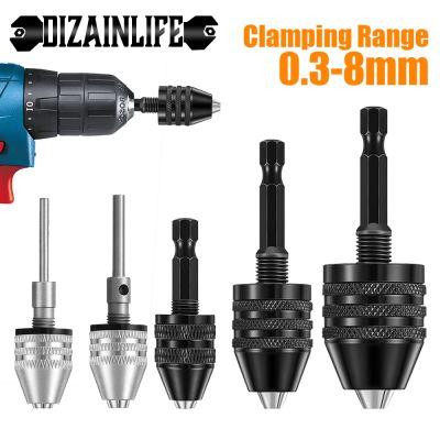 Mini Drill Chuck Keyless Screwdriver Impact Driver Adaptor Electric Micro Motor Clamp Chuck Fixture Hex Shank Drill Bits Adapter