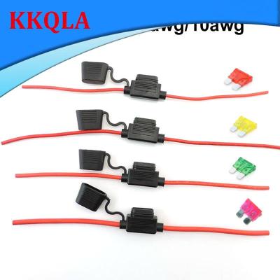 QKKQLA Shop Waterproof Mini Small Medium Auto Fuse Holder 16/14/12/10AWG Car Blade Fuse wire cable 10A 20A 30A 50A fuse Power Socket
