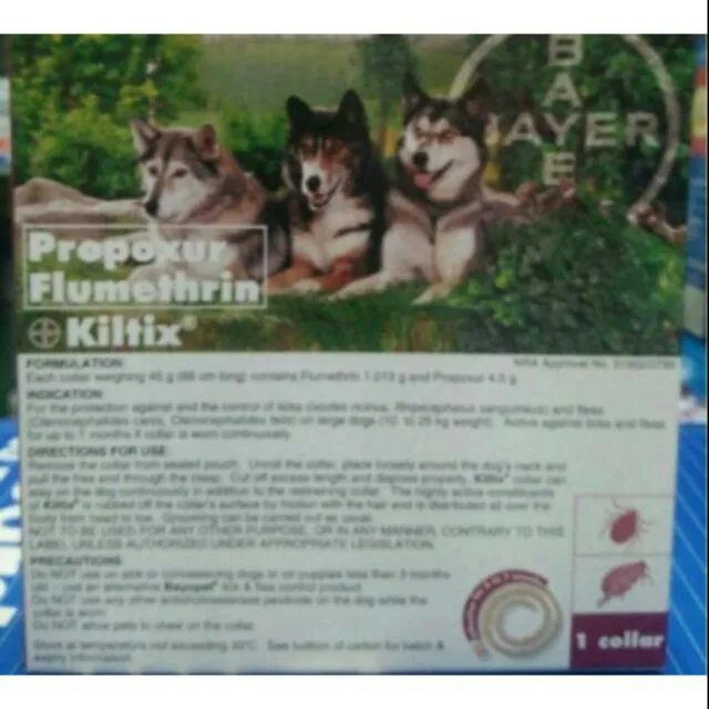 BAYER DOG COLLAR KILTIX ANTI TICK and FLEA Propoxur Flumethrin for
