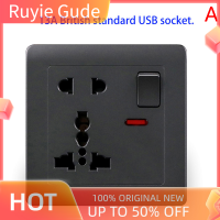 Ruyie ซ็อกเก็ต USB มาตรฐาน EU สีเทาฝังแผงผนังซ็อกเก็ต