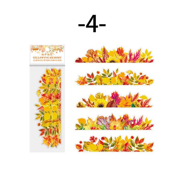 Mr. Paper 6 Style 15Pcs/Bag Aesthetic Plant PET Sticker Creative Yellow Leaf Hand Account Decorative Stationery Sticker