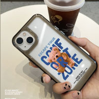 For IPhone 14 Pro Max 11 IPhone Case Thickened TPU Soft Case Clear Case Shockproof Cute Bear Compatible with For 13 12 Pro Max