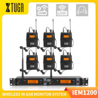 XTUGA ระบบเฝ้าระวังในหูไร้สาย UHF IEM1200,เครื่องส่งสัญญาณ2ช่องสัญญาณชนิด SR2050พร้อมตัวรับสัญญาณบอดี้แพ็ค6ตัวใช้แบบมืออาชีพสำหรับดีเจคอนเสิร์ตการแสดงดนตรีบนเวที