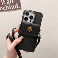 ปกหลังกระเป๋าเก็บบัตร Crossbody แบบหรูหราสำหรับ IPhone 14 13 12 11 Pro Max Xs Max XR พร้อมสายคล้องกระเป๋าใส่บัตรเคสโทรศัพท์หนังมีกระเป๋าเงิน