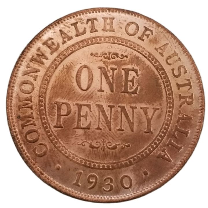 ของสะสมหนึ่งเพนนี1930ออสเตรเลีย-koin-sulap-เหรียญงานฝีมือตกแต่งบ้านเครื่องประดับโต๊ะ-s