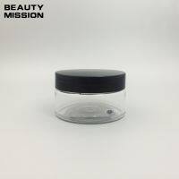 30pcs/lot 100g Transparent Refillable Jar With Black Plastic Cap Food Pot Tea Tin 100cc Cosmetics Packaging Containers