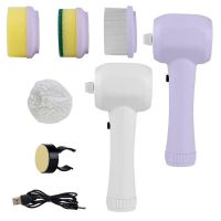 ♣ Electric Spin Scrubber Cleaning Brush With 4 Replaceable Brushes Professional For Kitchen Living Room Bathroom Floor Window Pot