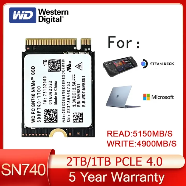 New WD SN740 2TB 1TB 512GB 256GB M.2 NVMe 2230 PCIe4.0x4 SSD Solid