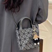 Lifestyle Bag 23 issey miyakeˉ New mini small square box Lingge bag High beauty mobile phone bag One shoulder cross body handbag