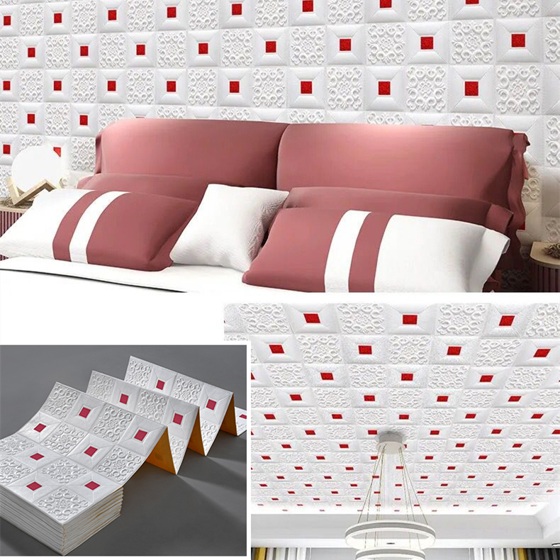 5m/10mx70cm 3mm DIY 3D Wallpaper Self Adaptive Foam Waterproof Wallpaper Cheap Decorate Wall Stickers Roof Decoration