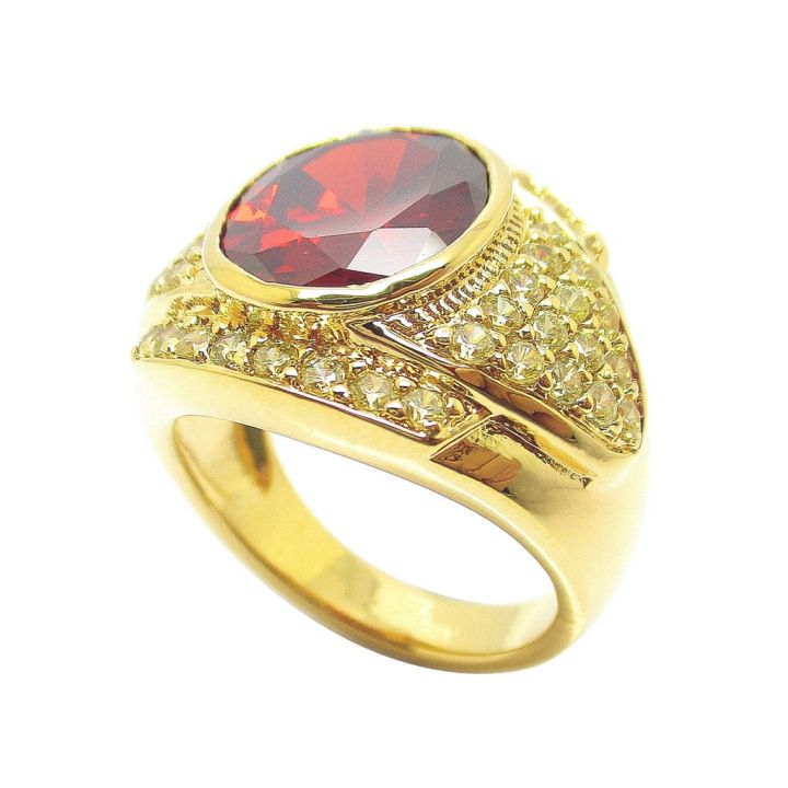 แหวนผู้ชาย-แหวนทองผู้ชายแหวนแฟชั่น-พลอยโกเมน-แหวนผู้ชายทองชุบ-แหวนชุบทอง-24k-ชุบทอง-โกเมนแดง-บริการเก็บเงินปลายทาง
